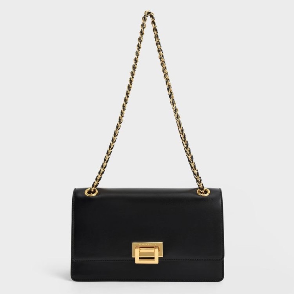 Charles & Keith Chain Handle Shoulder Bag - Black